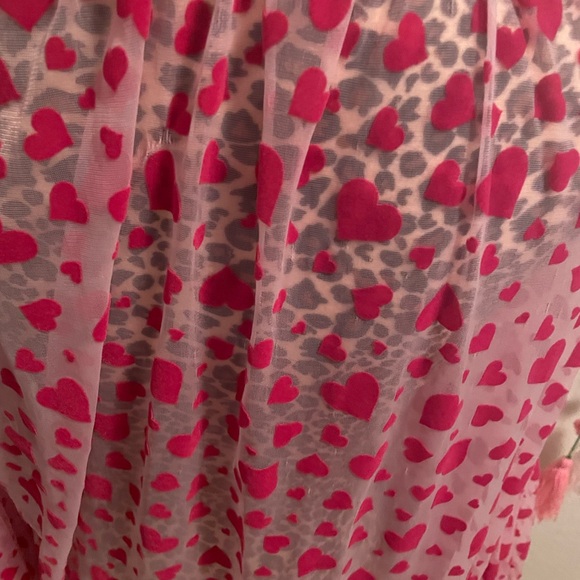 Rare Dolls Kill Sugar Thrillz Pink Heart Mesh Wrap Faux Fur Robe - Picture 9 of 10